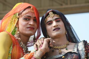 PUSHKAR,INDIA - NOVEMBER 12: Unidentified hijras - holy people,s